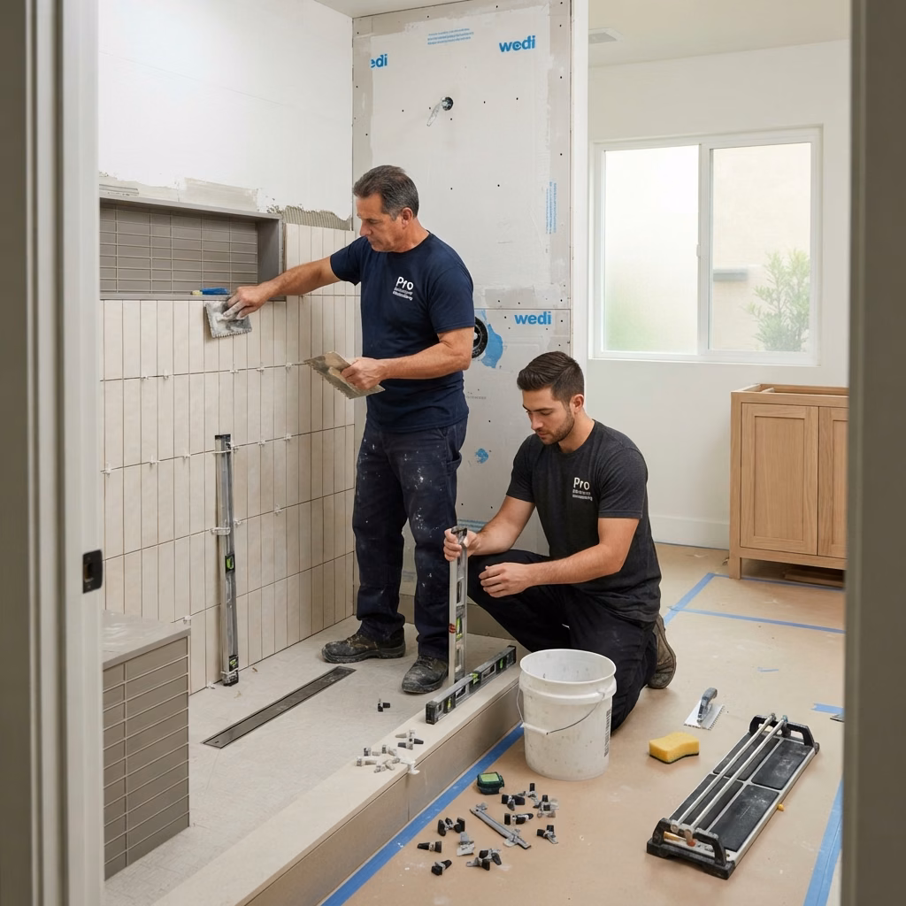 Pro Bathroom Remodeling Craftsmen Tiling in Orange County.