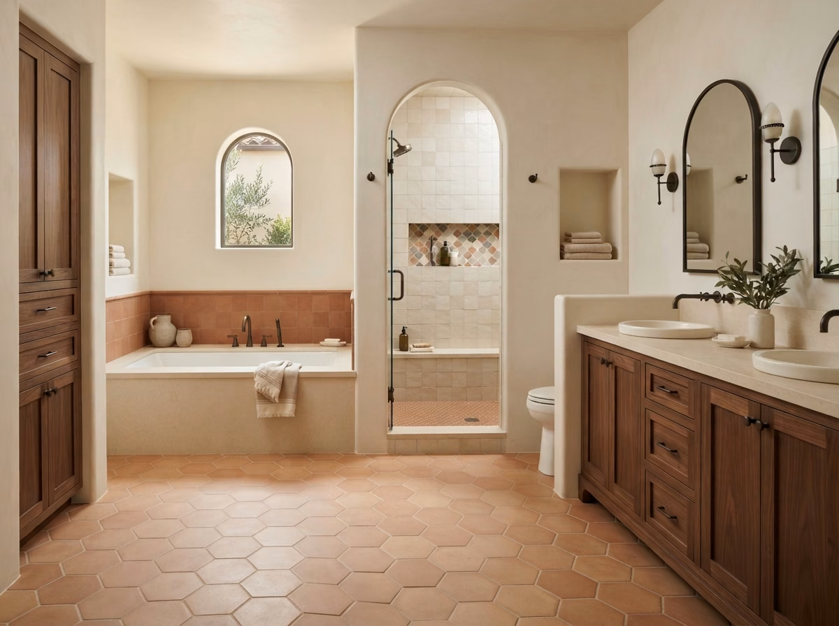 Mediterranean Bathroom Style in Orange County.