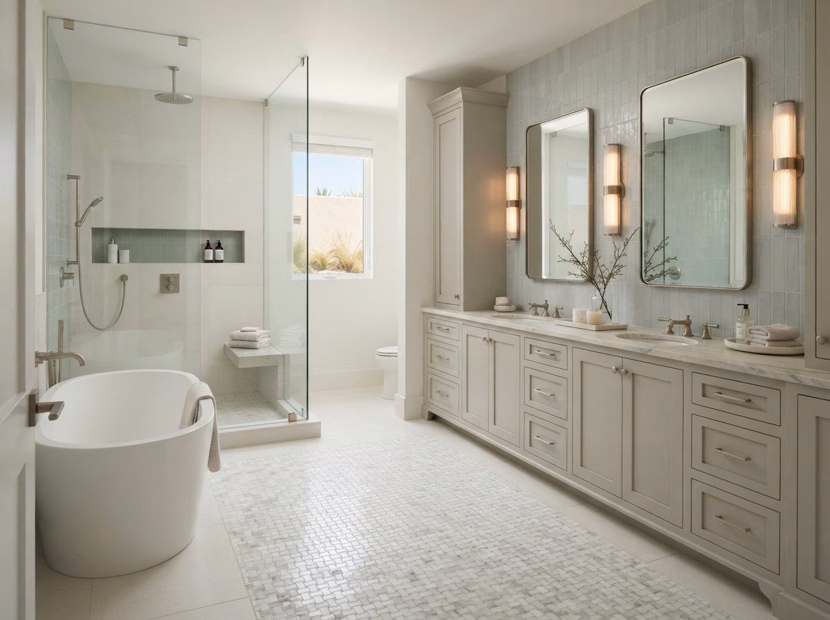 Master Bath Full Remodel Newport Beach in Orange County.