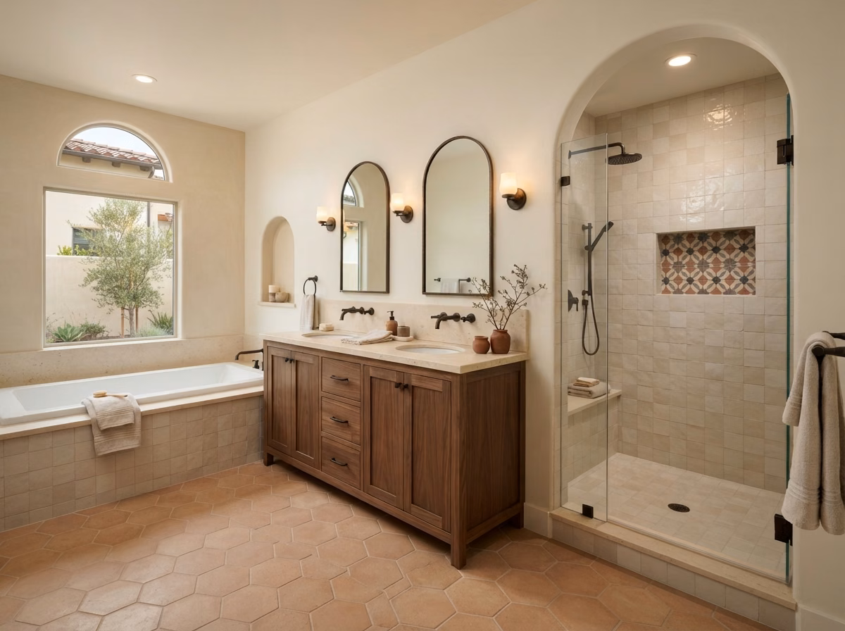 Mediterranean Bathroom in Orange County.