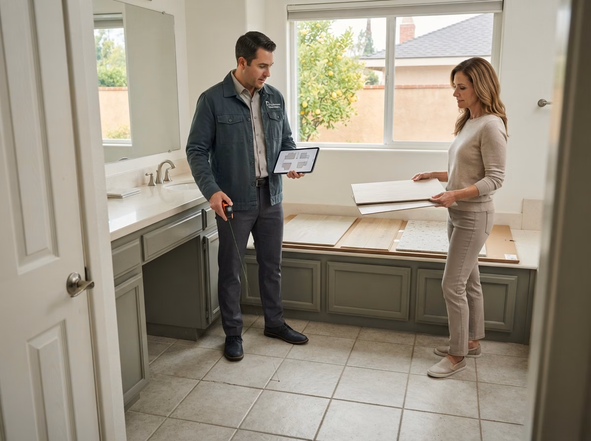 Bathroom Flooring Process Left | Orange County Bathroom Flooring Process Left in Orange County.