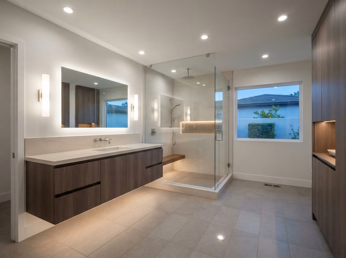 Bathroom Lighting Design Problem Left in Orange County.