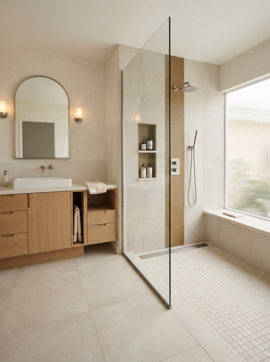 Curbless Wet Room Costa Mesa in Orange County.