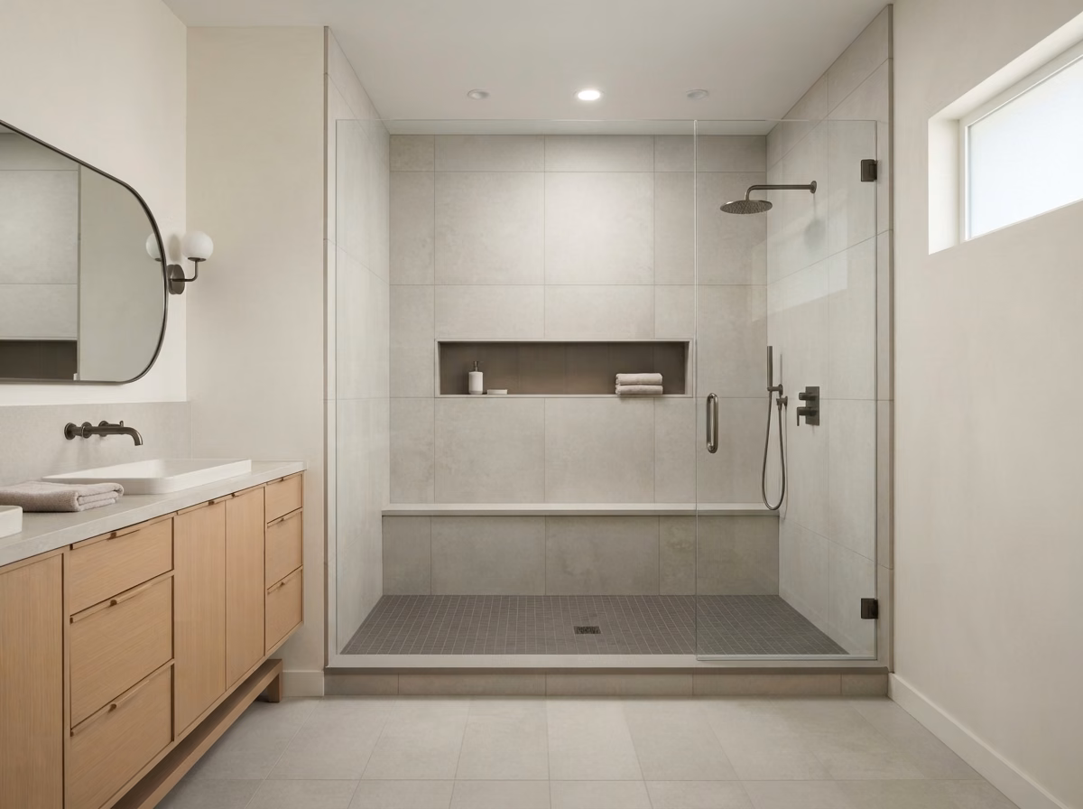 Large Format Tile Shower in Orange County.
