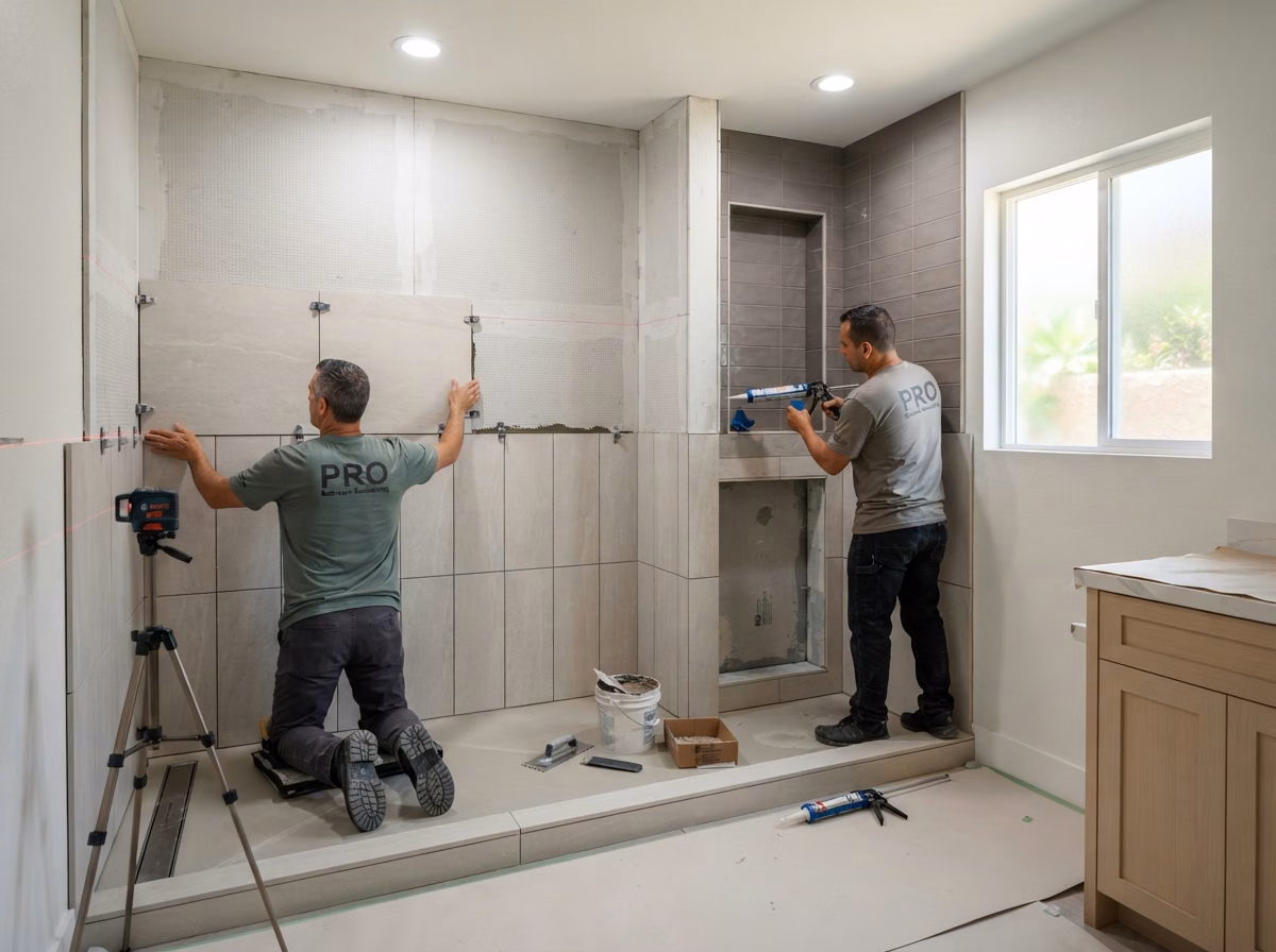 Shower Tile Waterproofing Process in Orange County.