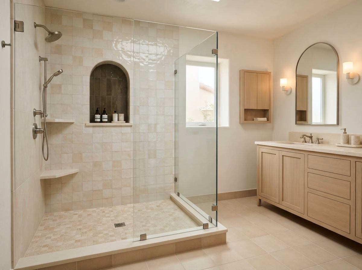 Zellige Handmade Tile Shower in Orange County.