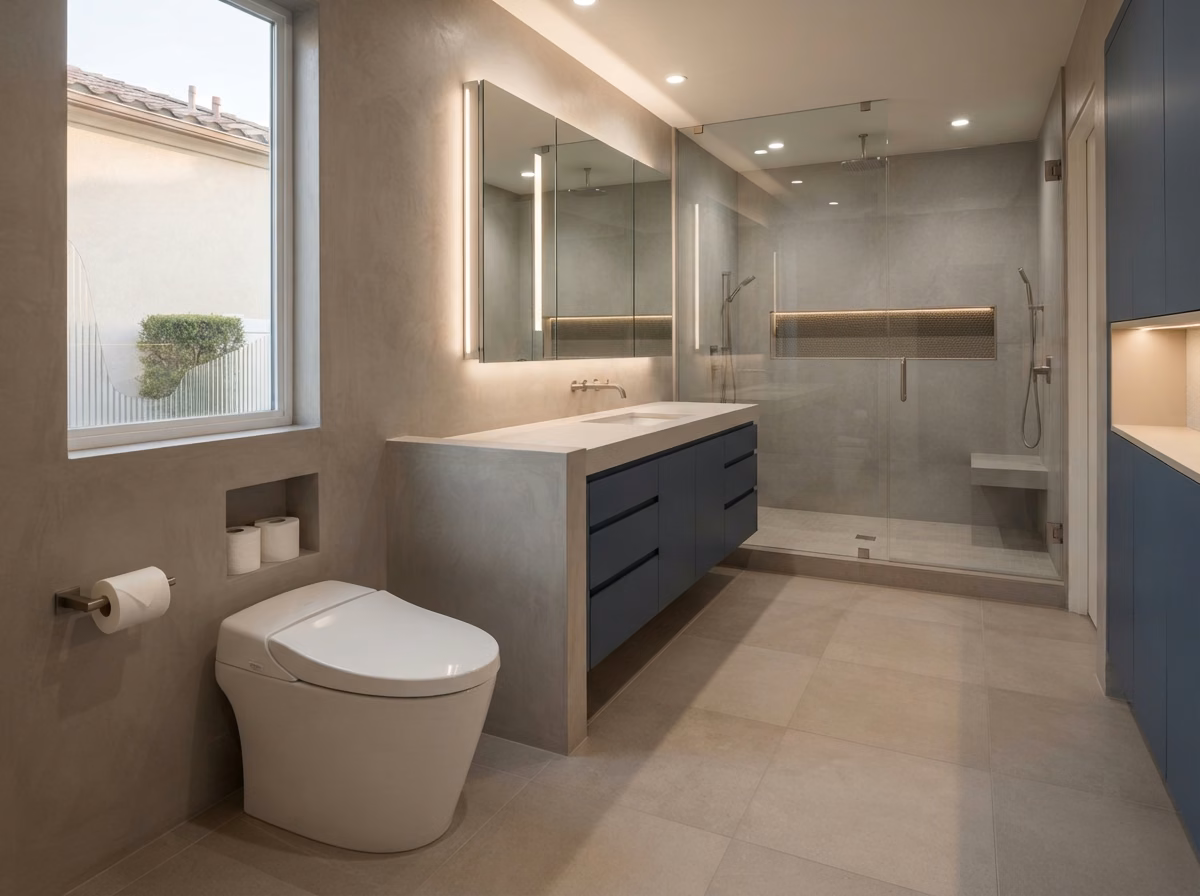 Modern One Piece Toilet in Orange County.