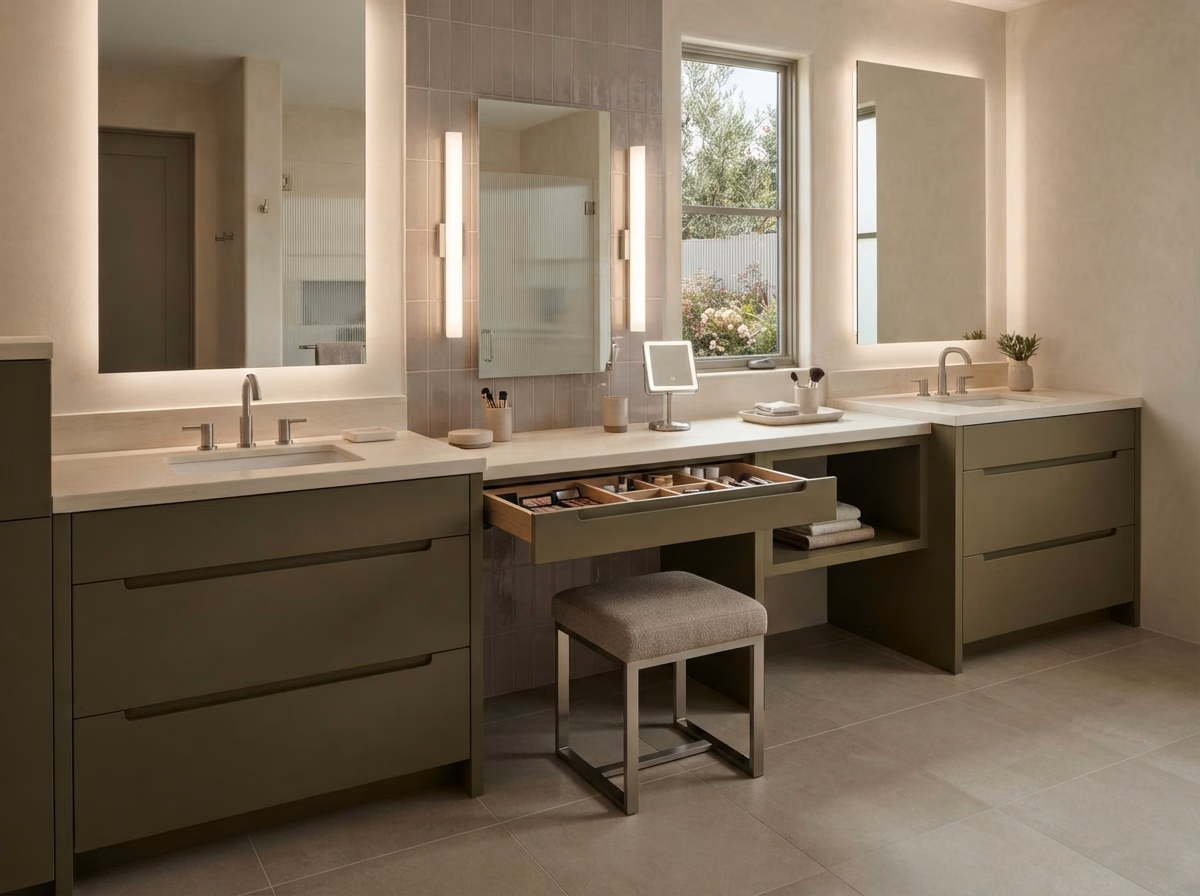 Makeup Vanity Knee Drawer in Orange County.
