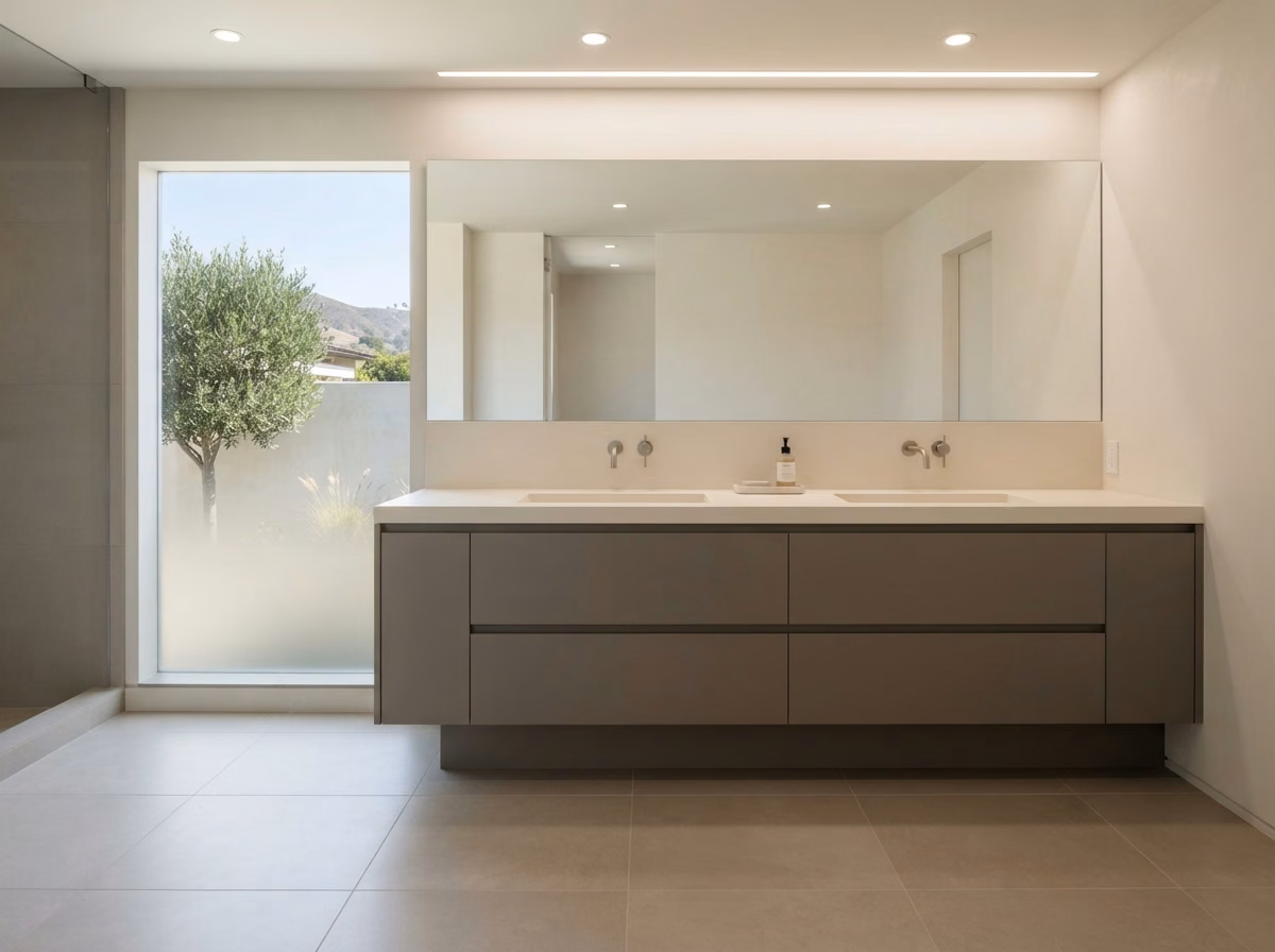 Modern Minimalist Vanity in Orange County.