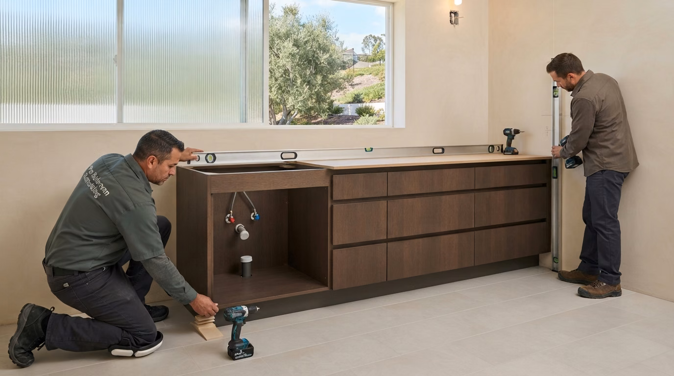 Vanity Cabinet Installation in Orange County.