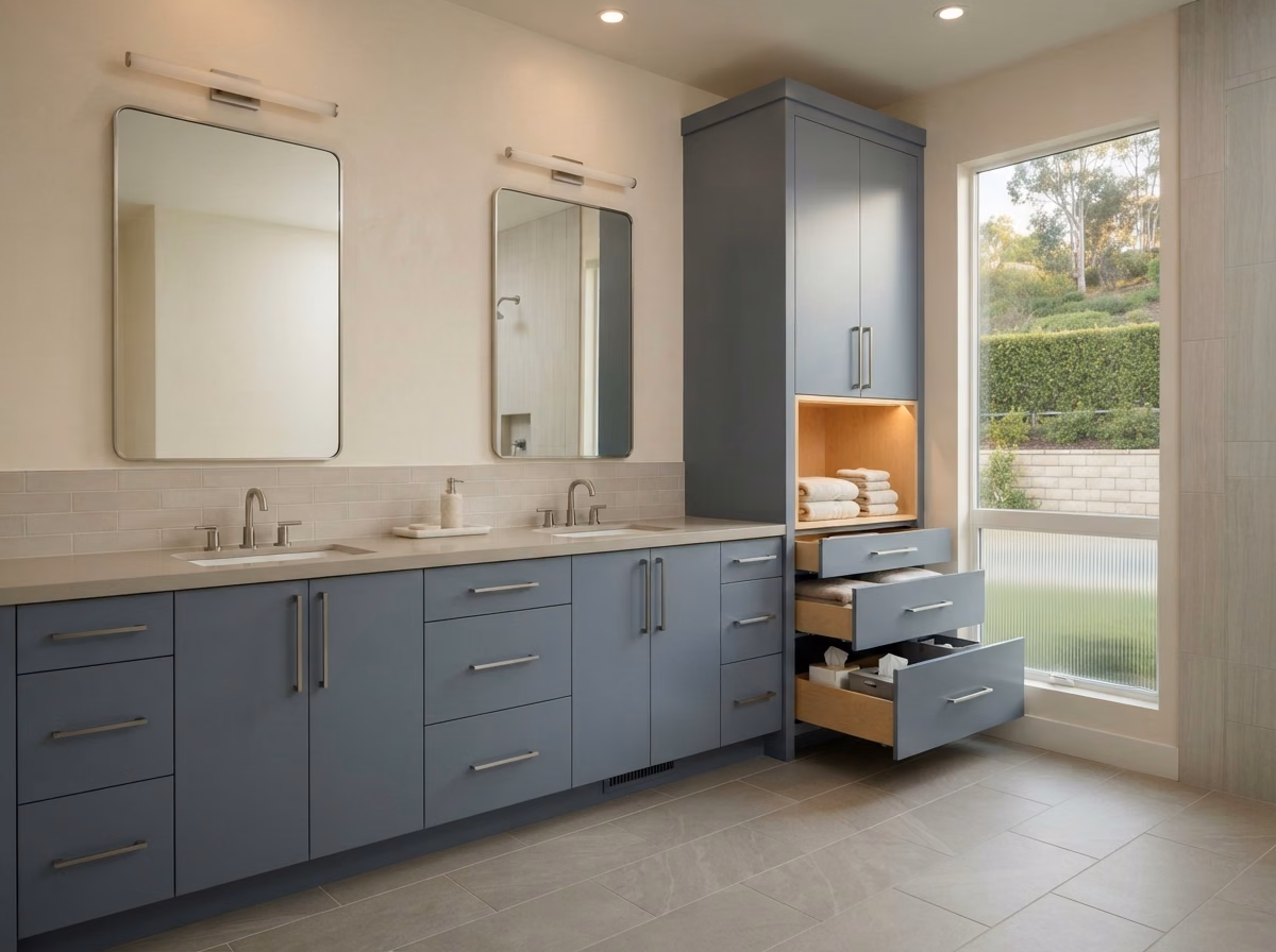 Vanity Linen Pantry Cabinet in Orange County.