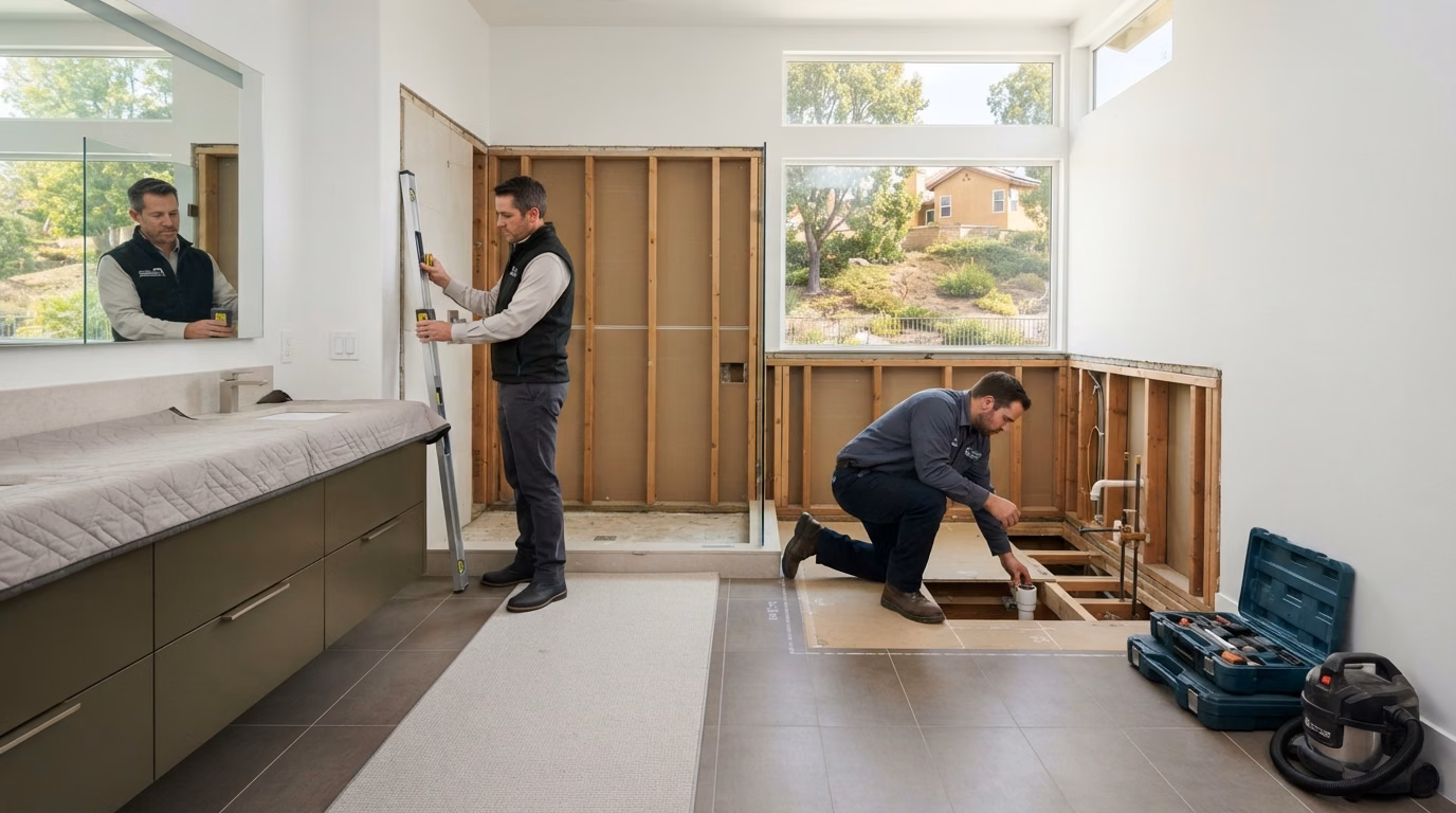 Shower to Tub Process Left in Orange County.