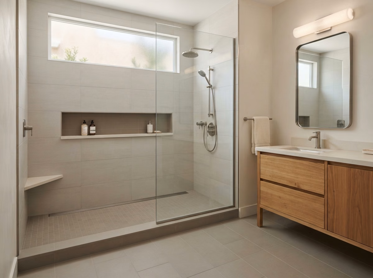 Curbless Shower Conversion Anaheim in Orange County.