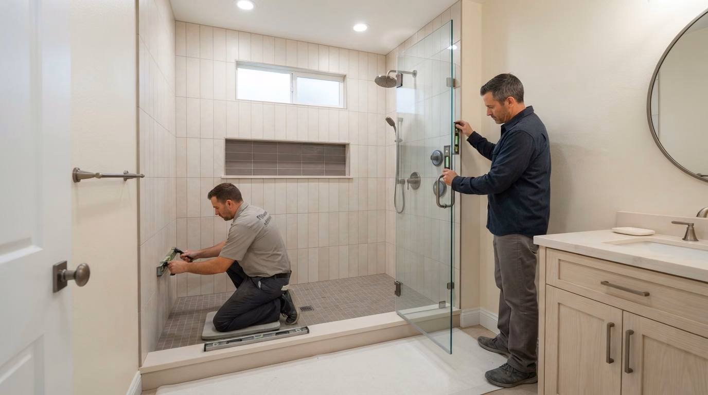 Tub to Shower Process Left in Orange County.
