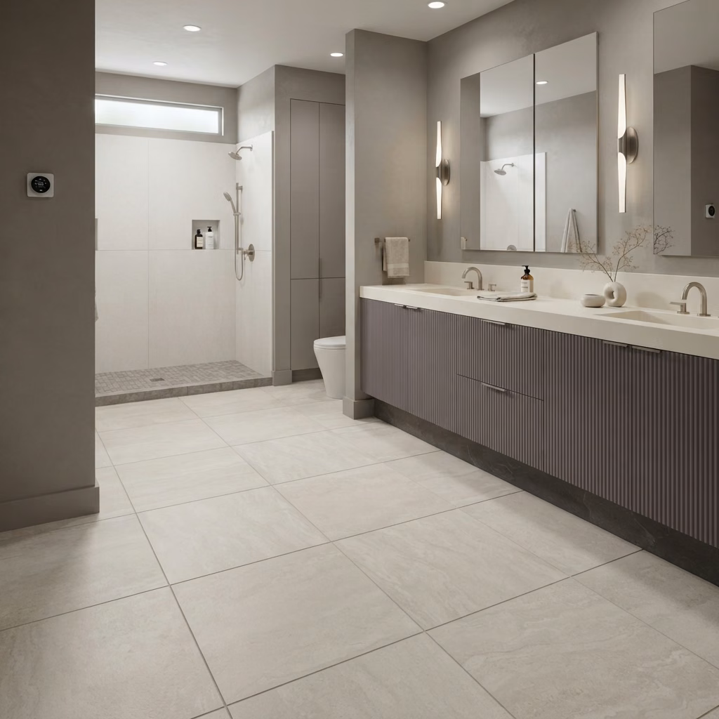 Bathroom flooring service tile in Orange County.